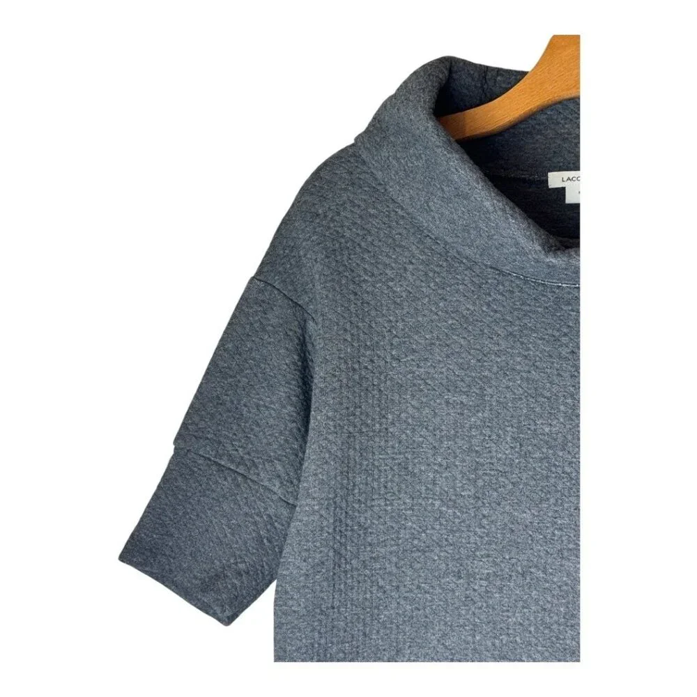 Lacoste Dress Women XS Gray Quilted Cowl Neck Marcassin‎ Sweatshirt Mini Preppy